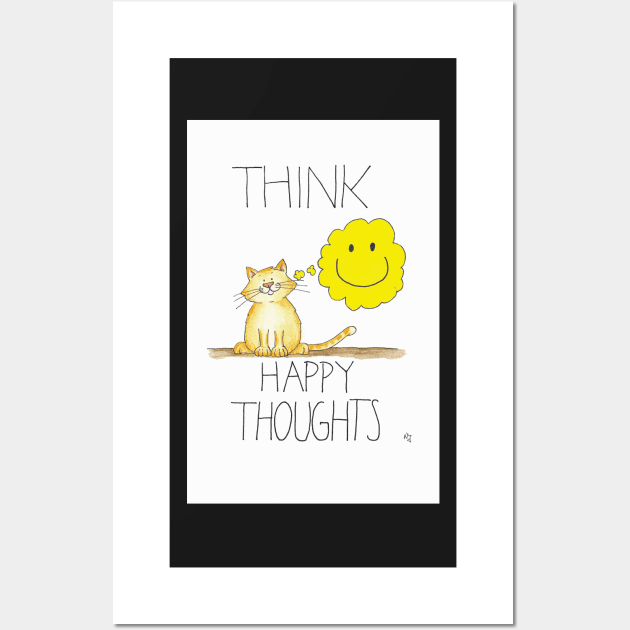 Think Happy Thoughts Cat Wall Art by nicolejanes